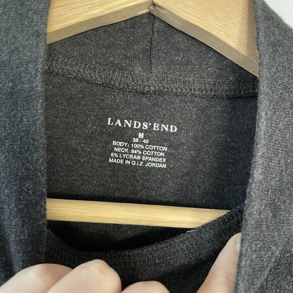 Lands End Mens Gray Mock Neck Long Sleeve Shirt 100% Cotton Size M - Picture 3 of 7